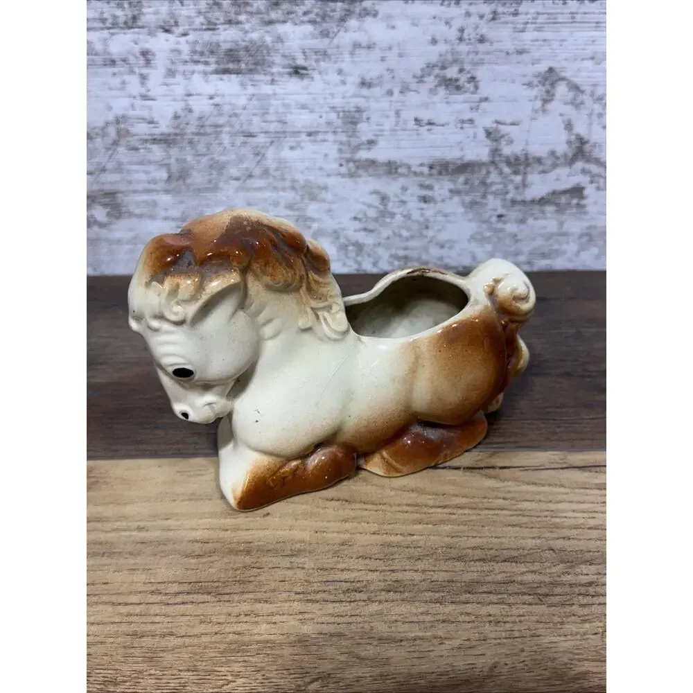 Vtg Ceramic Kneeling Horse Planter Shawnee Pottery MCM